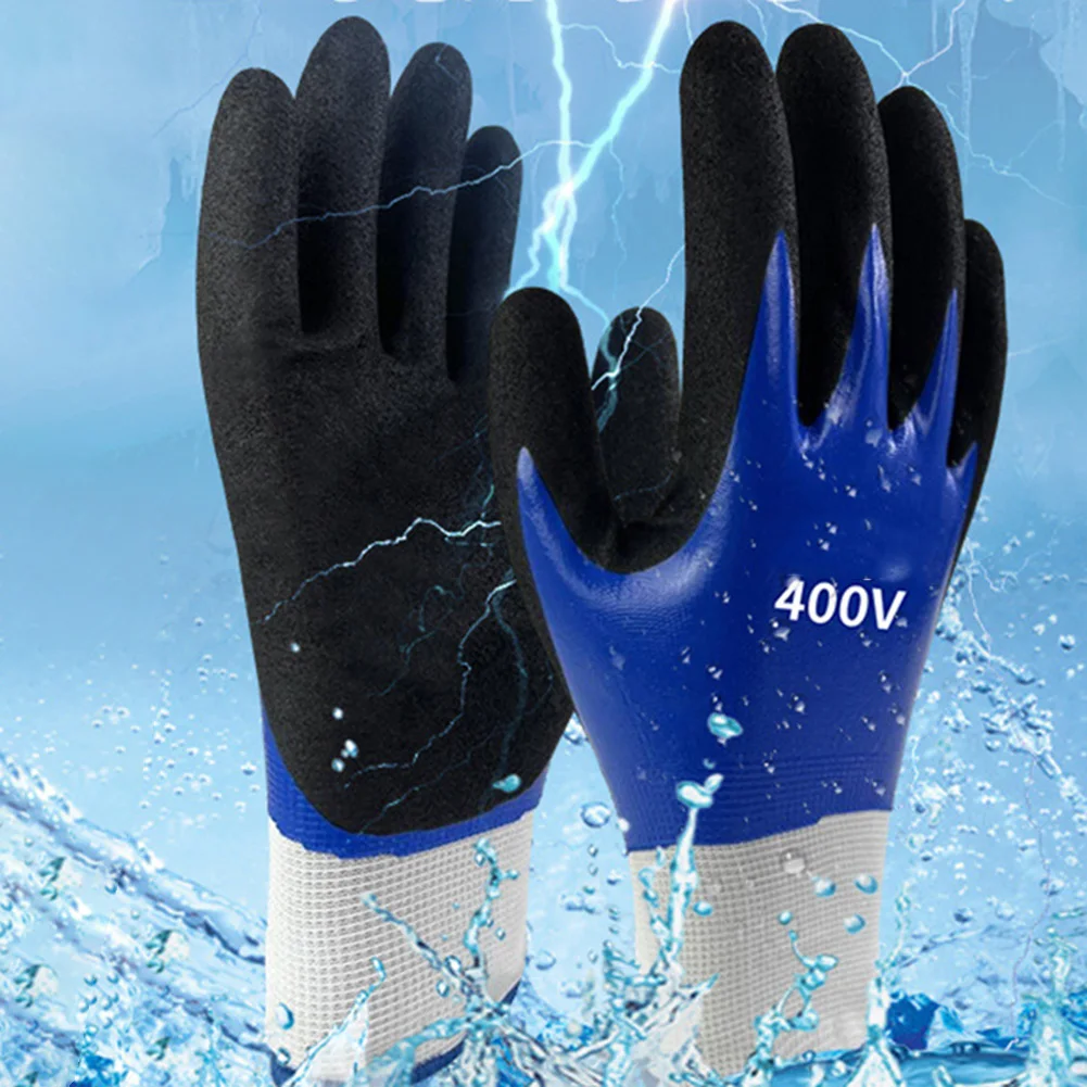 Electrician Insulating Glove 400V Voltage Resistance Blue Color Touch Screen Compatible Tool Safety Industrial Protection