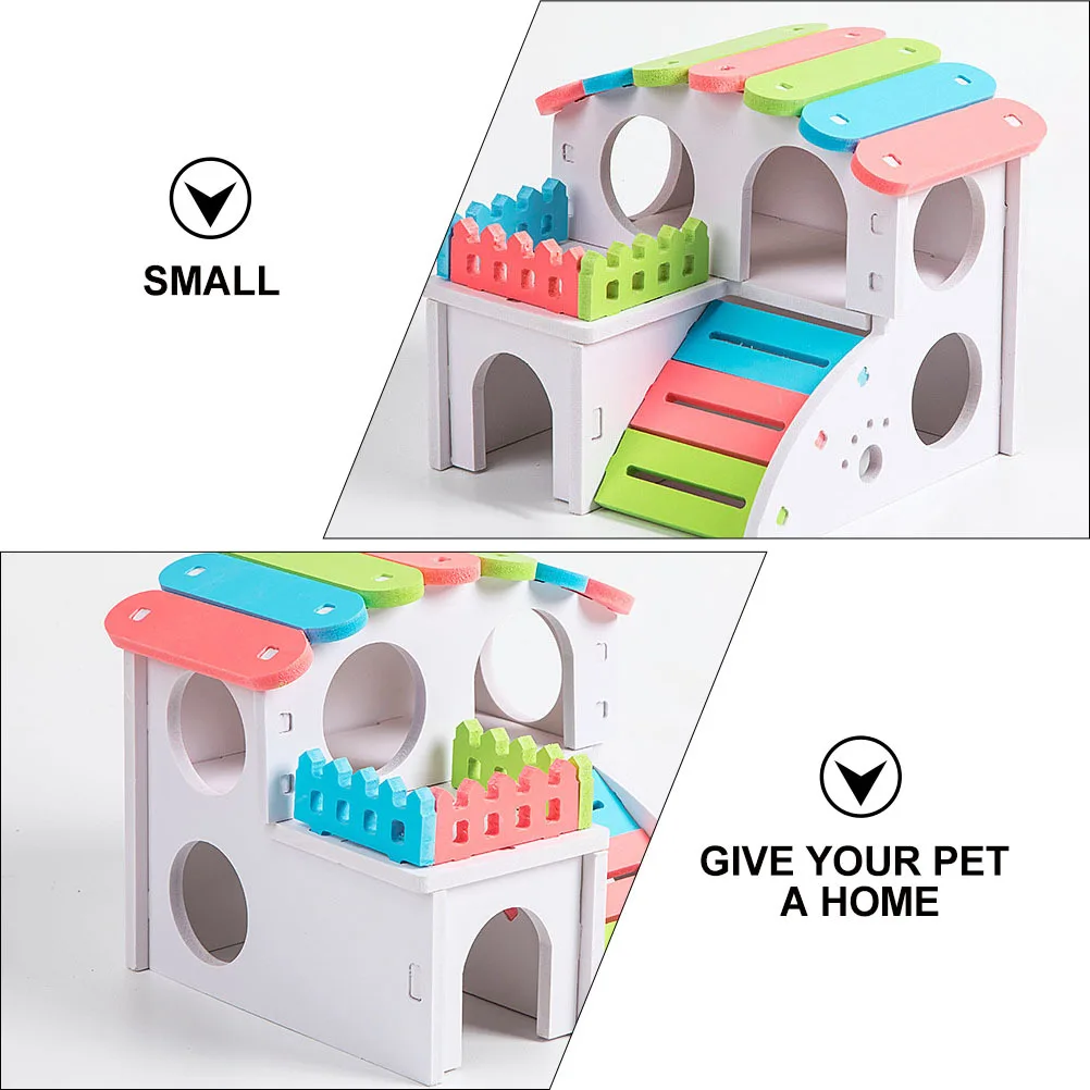 منزل الهامستر الخشبي لتقوم بها بنفسك عش الحيوانات الأليفة الصغيرة اليدوية المأوى مخبأ للهامستر الفئران الجربوع منزل الهامستر كوخ الفئران الحيوانات الأليفة #3