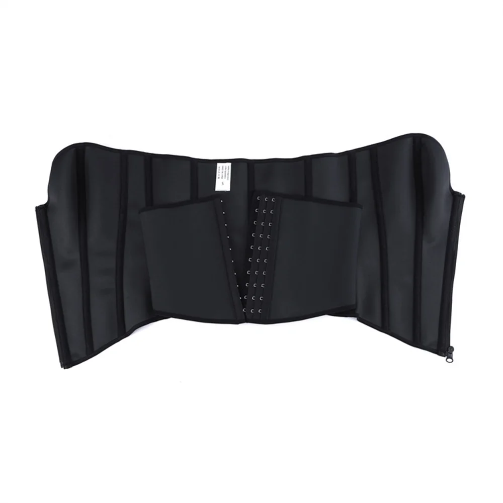 المرأة السوداء كورسيه فوقي للنساء اللاتكس الجبهة زيبر تشكيل الرياضة حزام تشكيل الجسم أعلى مثير حمالة المشدات