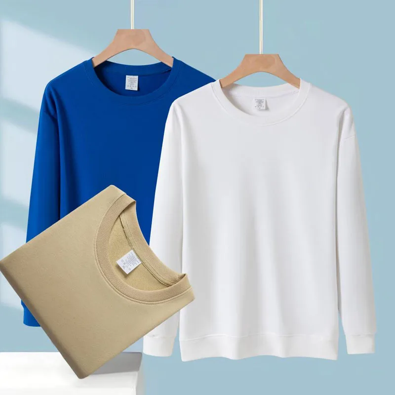 

Custom Cotton Sweatshirt Workwear With Print, Crew Neck Pullover Terry Sweatshirt, Spring And Autumn Corporate Adverti