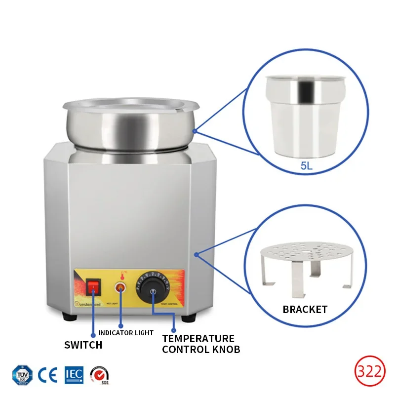 New 5L/7L Sauce Warmer and Heater, Chocolate Melter, Double Boiler, Buffet Sauce Warmer, Single-Tank Electric Heater