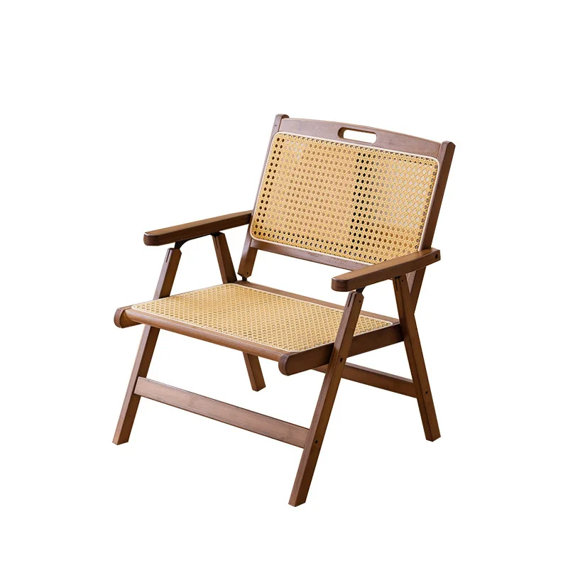 

Foldable rattan chair Home balcony Leisure back chair Office lunch break recliner Outdoor portable rattan chair