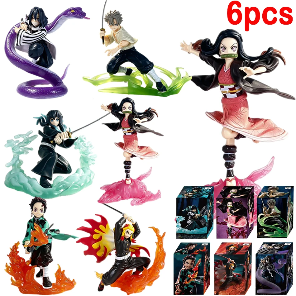 Anime Demon Slayer Figur Tanjirou Agatsuma Zenitsu Kyoujurou Anime-Modell Actionfigur PVC Sammlerstück Spielzeug als Geschenk für Freunde
