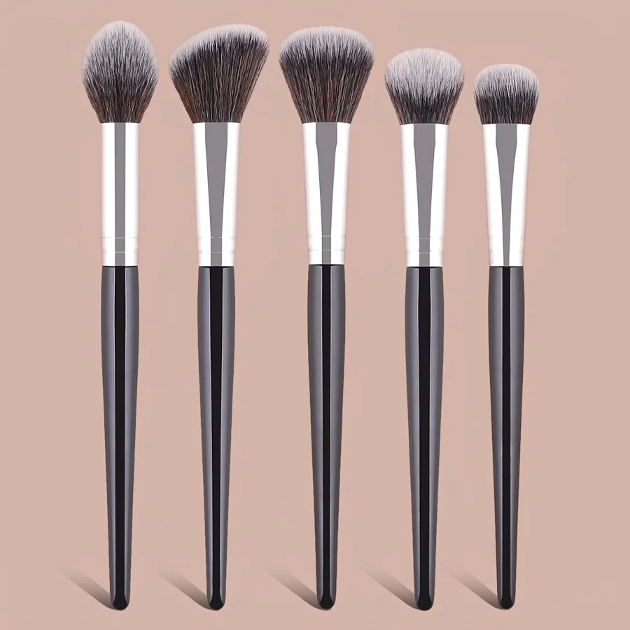Juego de 5 brochas de maquillaje con herramientas de fibra suave, brocha portátil para corrector, brocha para sombra de ojos, brocha para difuminar, brocha para cejas, para viaje
