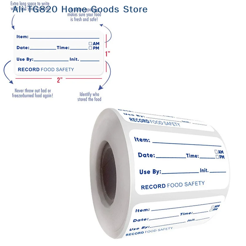 [TG820]500/roll Kitchen Stickers Self-Adhesive Removable Refrigerator Freezer Food Storage Date Contents Label Kitchen Tools