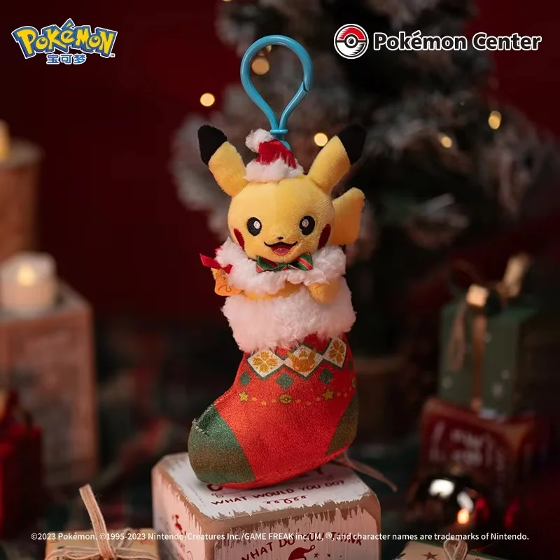 2025 In Stock Pokemon Kawaii Pattaya Christmas Market Series Pendant Pikachu New Leaf Meow Dumb Fire Crocodile Toy Xmas Gift