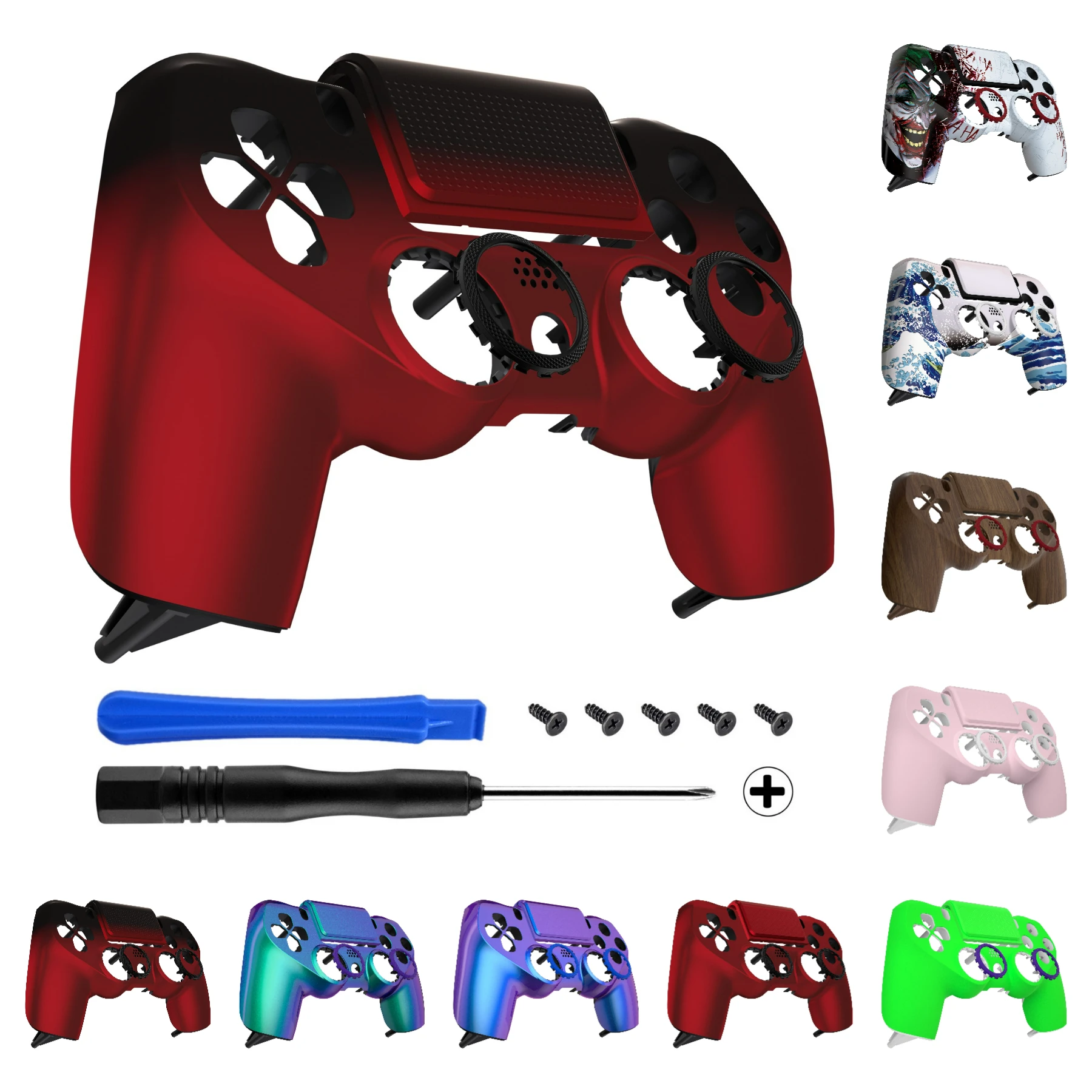 EXtremeRate Ghost-carcasa de repuesto para panel táctil, carcasa rediseñada Compatible con PS4 Slim Pro Controller JDM-040/050/055