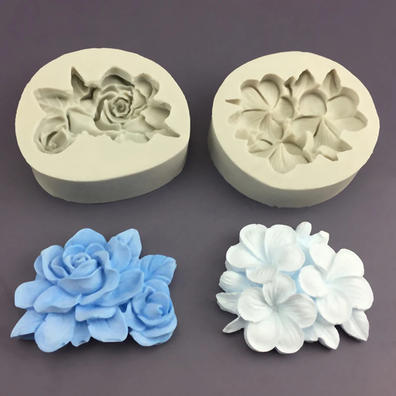 1Pc Flower Shape Silicone Mold DIY Gardenia Plumeria Rubra Cake Soap Fondant Molds Jelly Candy Chocolate Decoration Tool