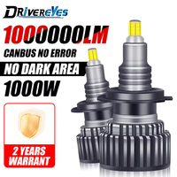1000000LM 1000W H7 Led 360 H1 HB3 HB4 9012 HIR2 Led H11 H8 9006 9005 H27 880 881 Car Headlight Bulb Auto Fog Lamp 12V 3D Chips
