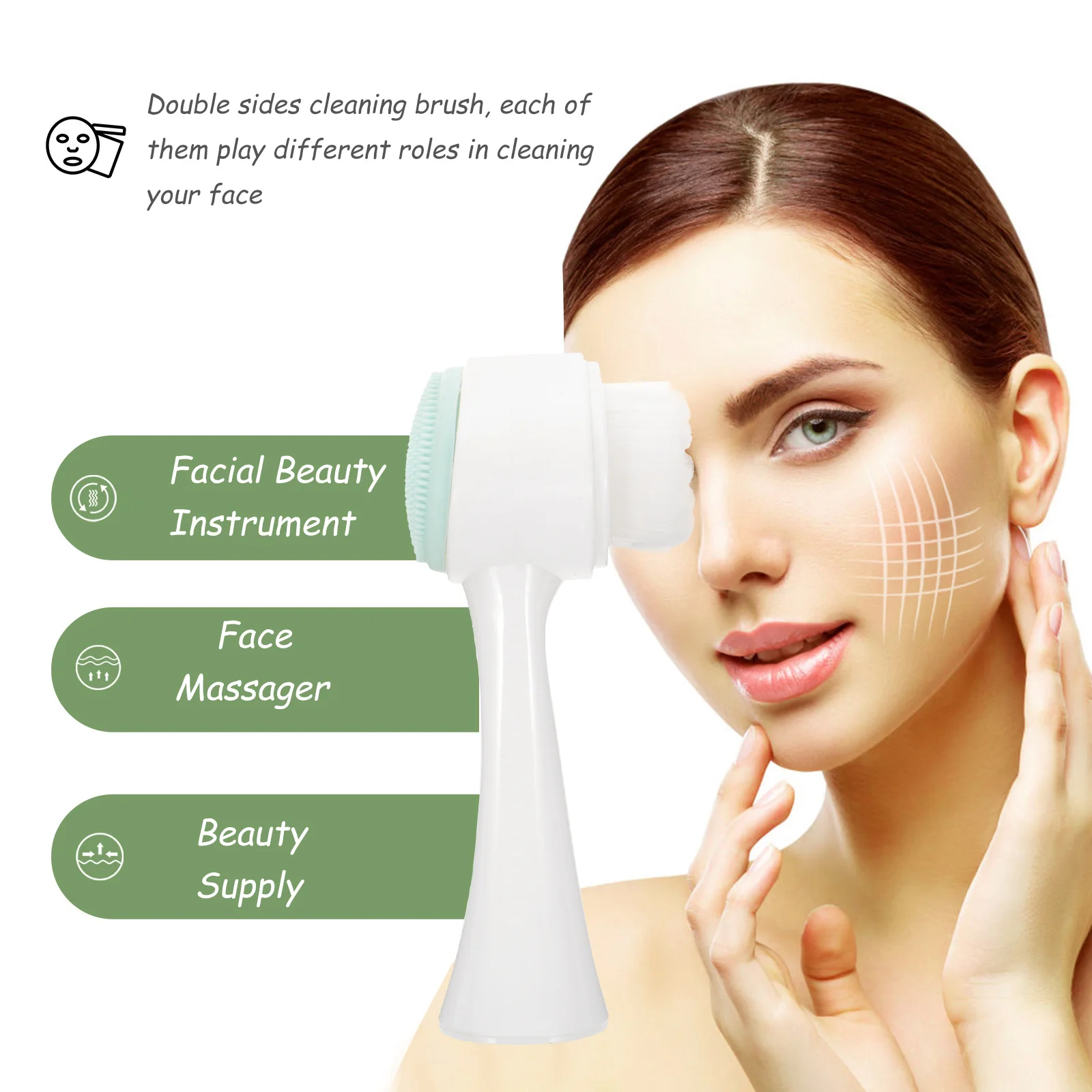 1 Uds cepillo Facial de doble cara cepillo de limpieza Facial Manual Material suave exfoliante lateral para exfoliación herramienta cómoda para el cuidado de la piel