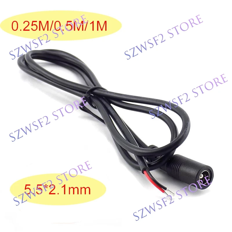 0.25M/0.5M/1M Power Cable Extension 12V DC Female Power Cable 12V 22AWG CCTV Adapter Connector Cable 5.5*2.1mm DC Power Plug E2