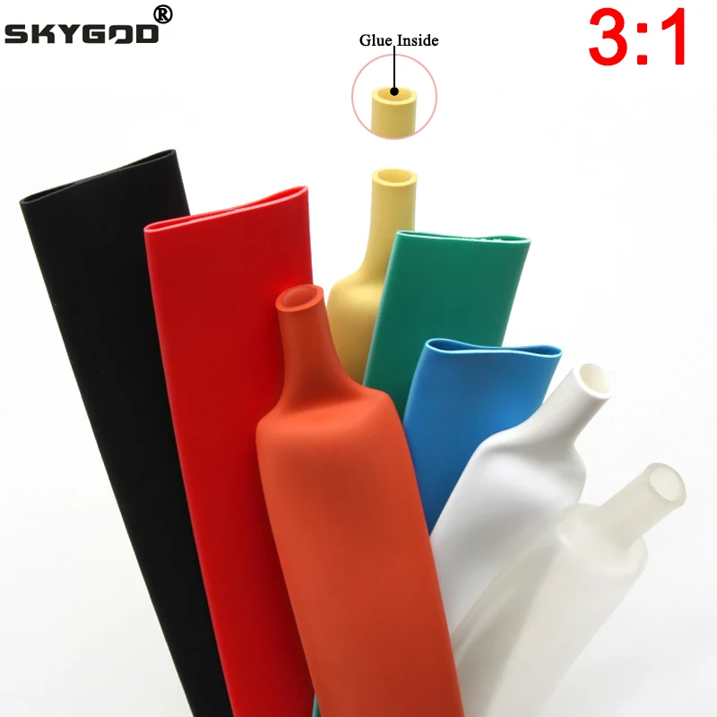 

1 meter 3:1 Heat Shrink Tube With Glue Tube Double Wall Diameter 1.6/2.4/3.2/4.8/6.4/7.9/9.5/12.7/15.4/19.1/25.4/30/39/50mm