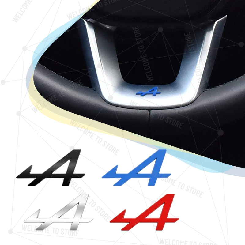 Estilo de coche Alpine A Logo Metal 3D letra Interior volante insignia calcomanías decoración para Espace Captur A290 A390 Alaska Arkana