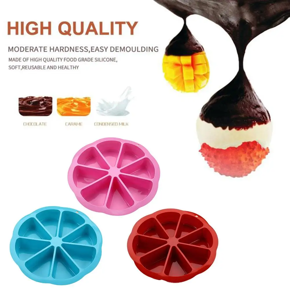 8 Hole Silicone Triangle Baking Mold Patisserie Portion Bread Tool Gateaux Pizza Pastry Pan Moule Slices Mold Gateau Cake T3T1