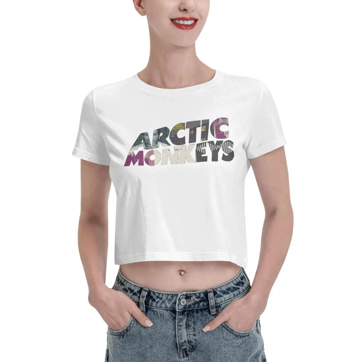 Arctic Monkeys Inspired Leak navel T-shirt, Womens Summer Cotton Tee Fashion Crew Neck Short Sleeve T Shirts