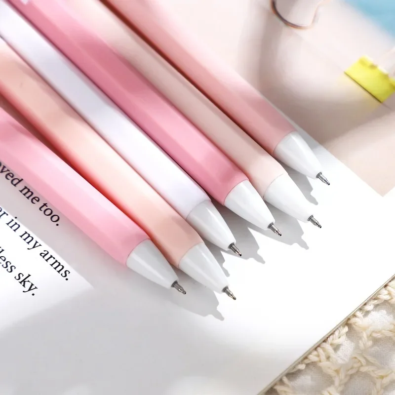 6Pcs/Set Cute Morandi Color Press Gel Pen 0.5mm Black Ink Office Signature Pen Student Kawaii School Stationery Writing Supplies