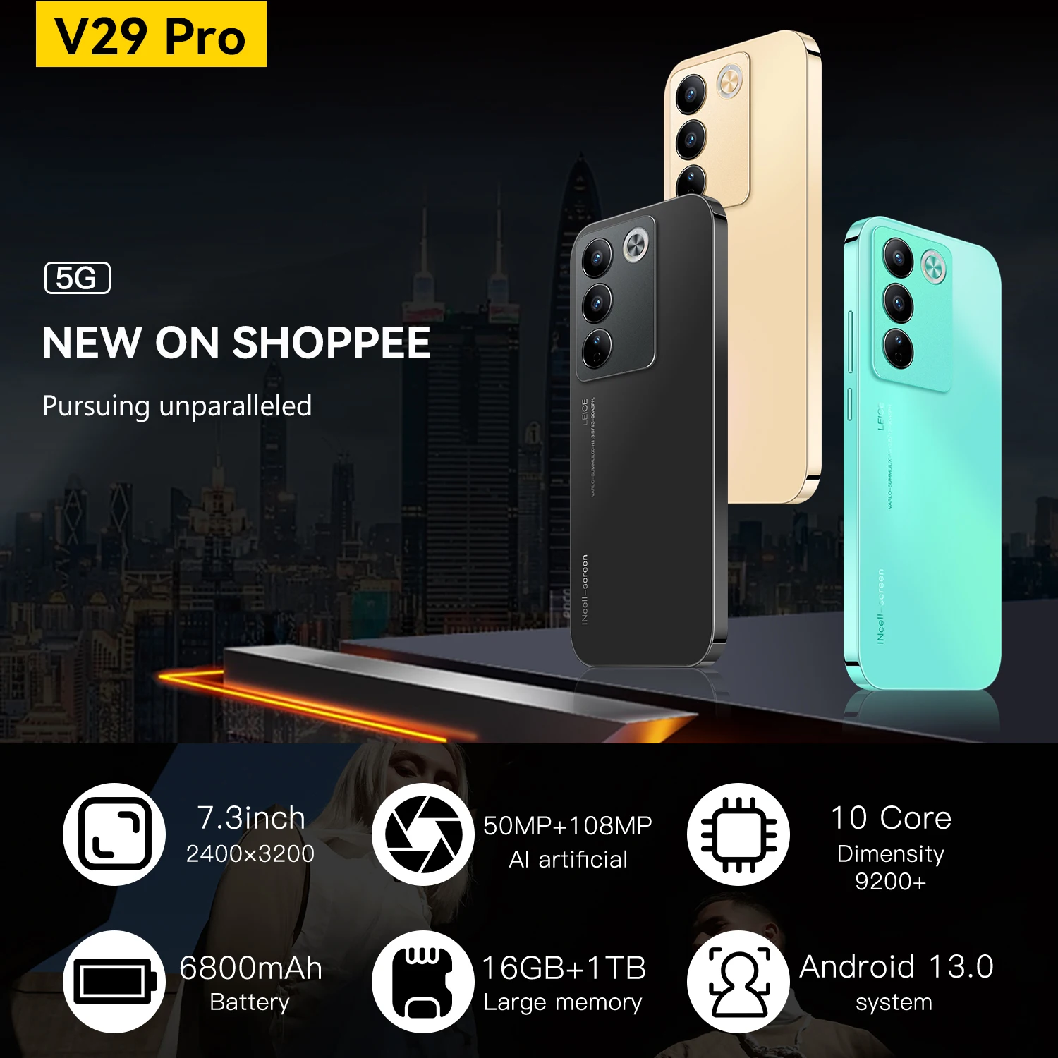 Original V29 Pro Smartphone 5G Android 7.3