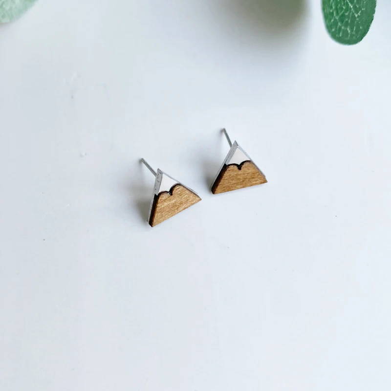 أقراط خشبية على شكل جبل ثلجي دروبشيبينغ مجوهرات طبيعية صديقة للبيئة للنساء مجوهرات أذن عصرية بسيطة