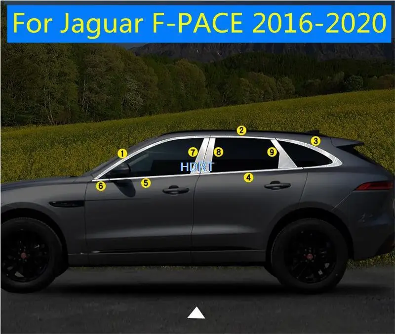 

For Jaguar F-PACE F Pace 2016-2020 Car Styling Stainless Steel Garnish Pillar Window Middle Strip Trim moulding Frame Parts