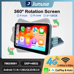 Junuse 9'' Universal 360° Rotation 1 Din Android 12 Radio GPS Video Multimedia Auto Player Carplay 4G Wifi Navigation Aududio BT