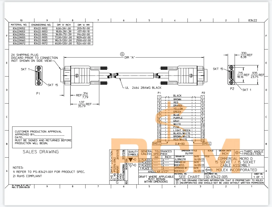 15-poliges Micro-D-CMD-Buchsen-zu-Buchsen-Signalkabel, kompatibel mit Molex 834229055, für industrielle Steuerungs- und Testausrüstung – Detail 3