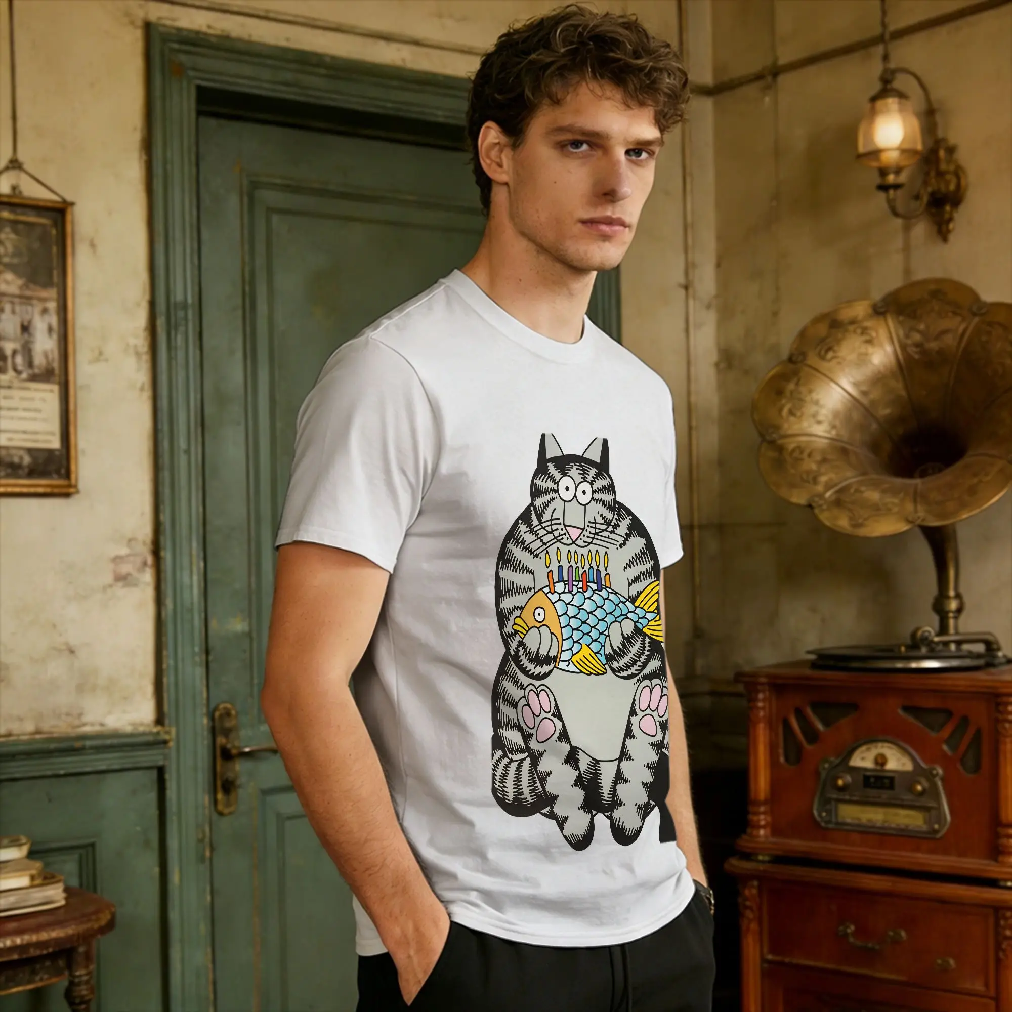 Ryan Gosling Cat Golden Gate Bridge Cat Cotton T Shirt For Mens Summer Project Hail Mary Fun T Shirts Oversize Hot Sale Clothing