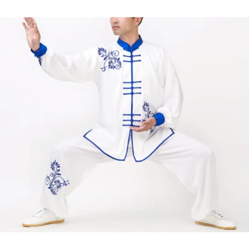 

Качественный женский и мужской мягкий хлопковый костюм, униформа для боевых искусств кунг-фу, ушу, одежда для тай-чи с вышивкой, тренировочный костюм на открытом воздухе