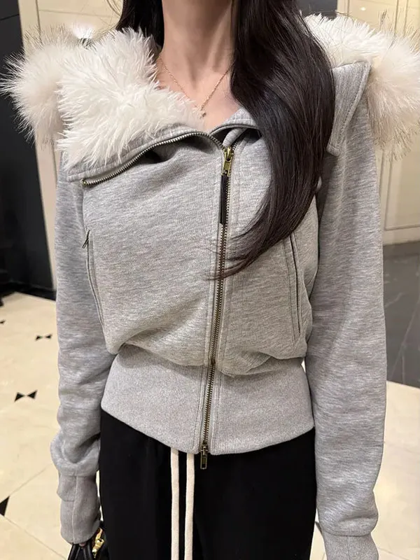 

ay Hooded Jaet Women's Autumn Winter New Thiened Warm Zipper Slim Fit Cotton Coat with Fce Faionable Street...