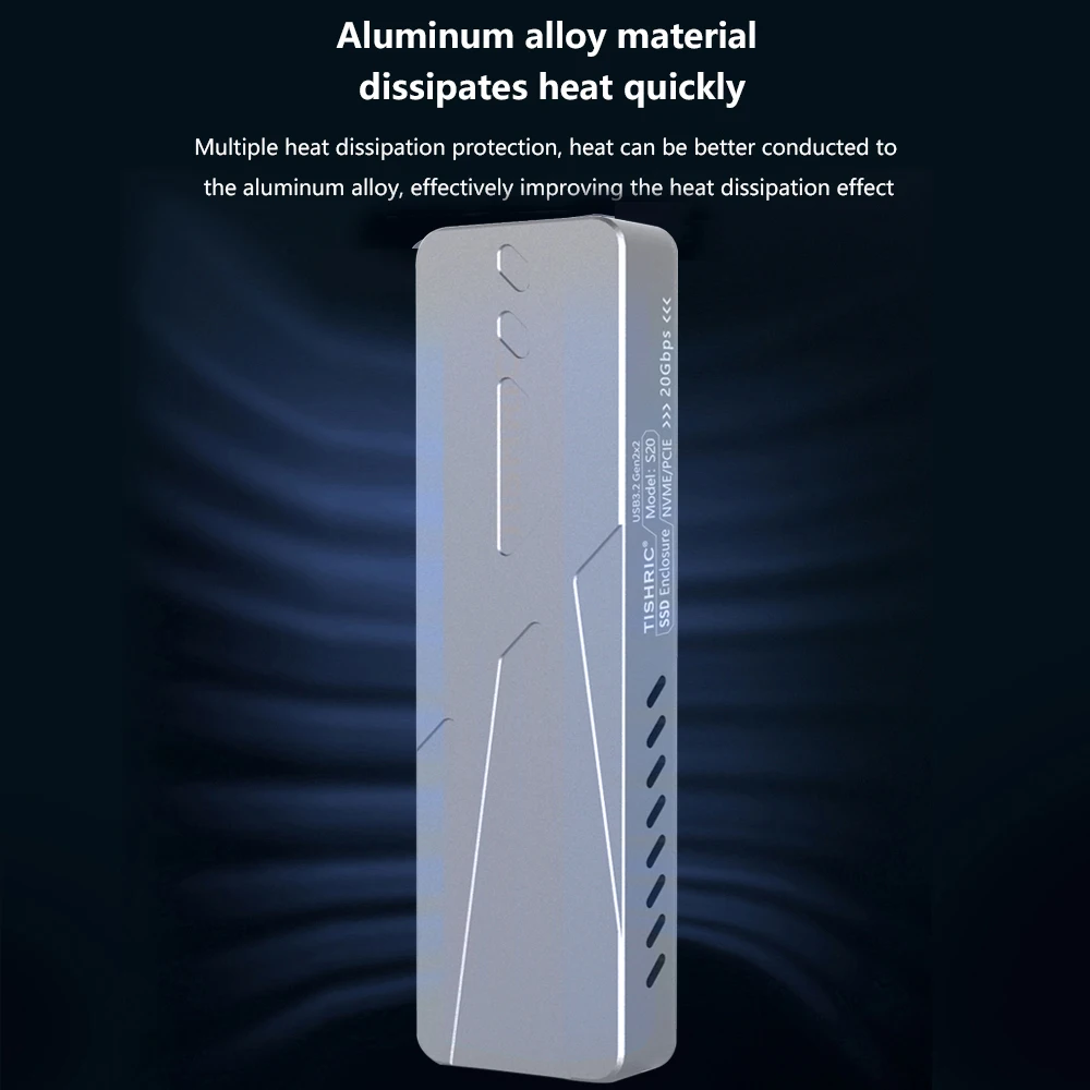 TISHRIC Aluminum Alloy SSD Case M.2 NVME Protocol Hard Drive Case Fully compatible with 2230/2242/2260/2280 M.2 SSD solid state