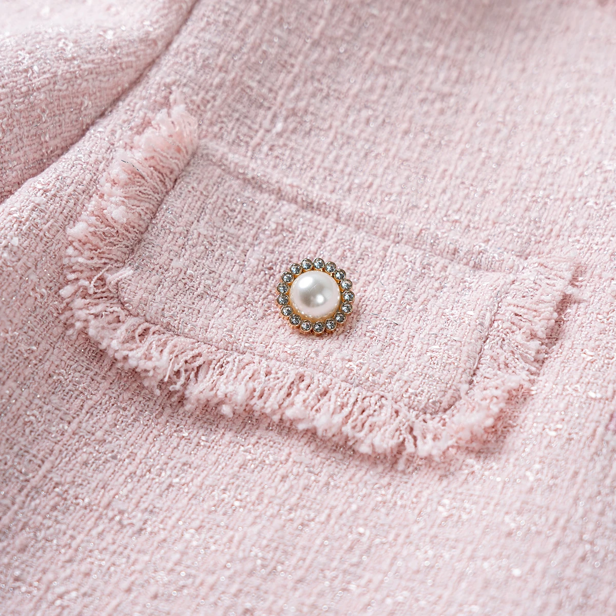 New fashionable romantic pink temperament Korean tweed short-sleeved shirt socialite tassel Little Fragrance short coat view 5