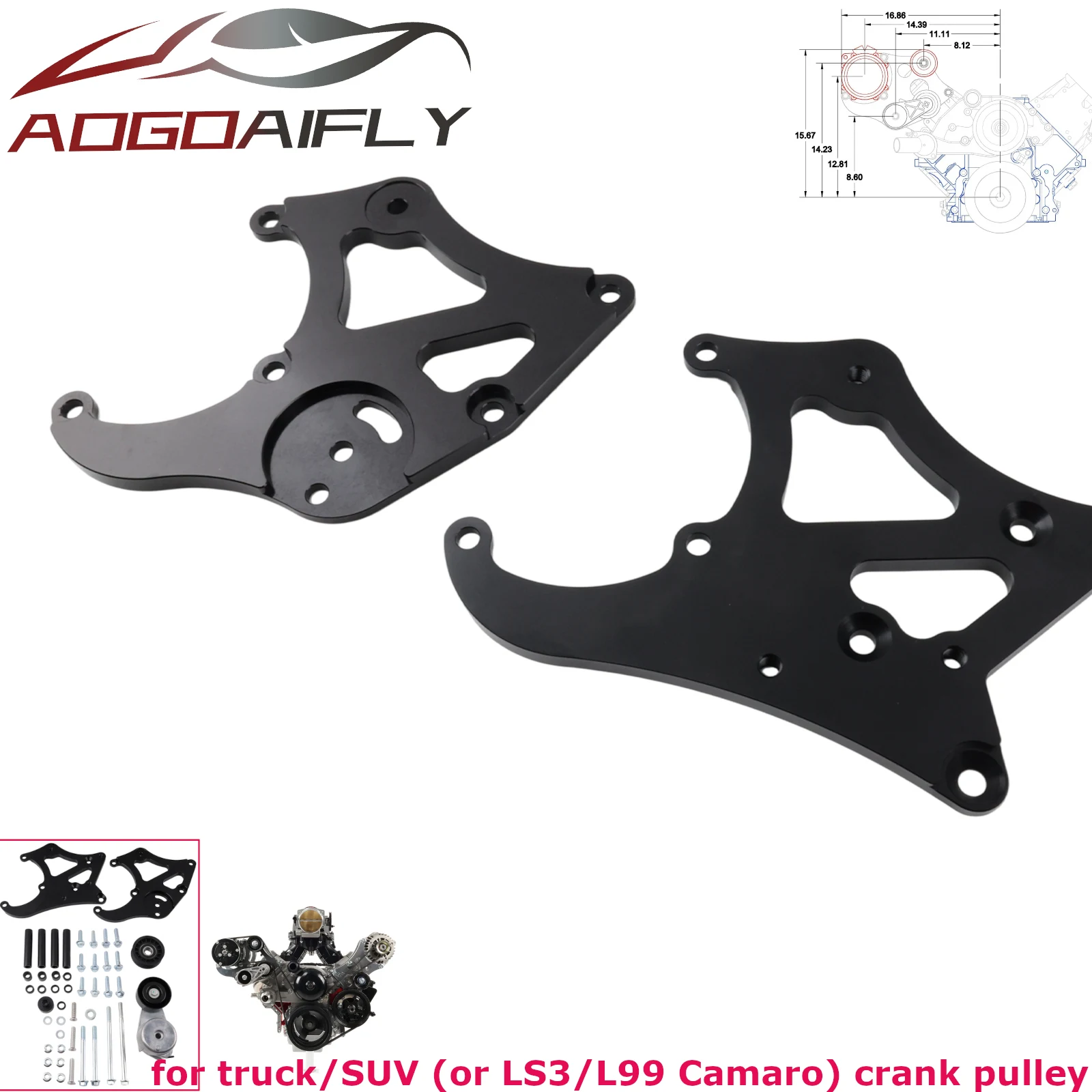 Kit de soporte para compresor de A/C 508 551474-3, soporte de aire acondicionado de aluminio para camiones LS, Sanden LS1 LS3 LSX AC