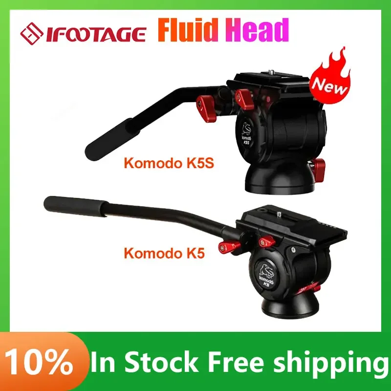 iFootage Fluid Head Komodo K5 / K5S Compact Lightweight Fluid Head Quick Release Camera Plate with a 1/4