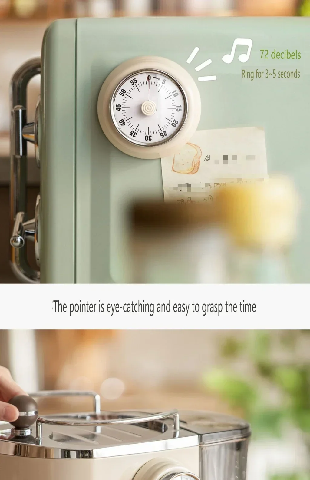 مؤقت ميكانيكي للمطبخ، توقيت الطبخ، تذكير، إدارة الوقت البصري، ساعة منبه تعلم العد التنازلي، شفط مغناطيسي #2