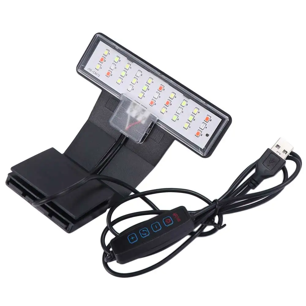 Waterproof Fish Tank Clip Lamp Energy Efficient Super Slim Aquatic Plant Light Multi-Color 3 Color Dimming Plant Grow Light