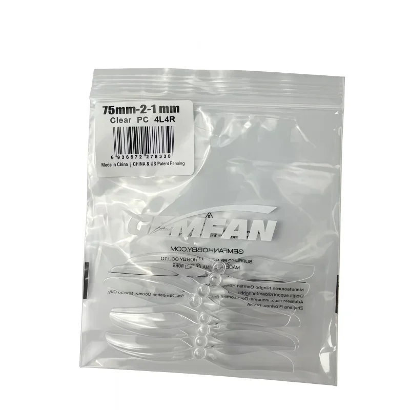 Rotor de duas lâminas Ganfeng 75mm para modelo de veículos aéreos não tripulados copo oco para frente e para trás furo de 1mm/1,5mm