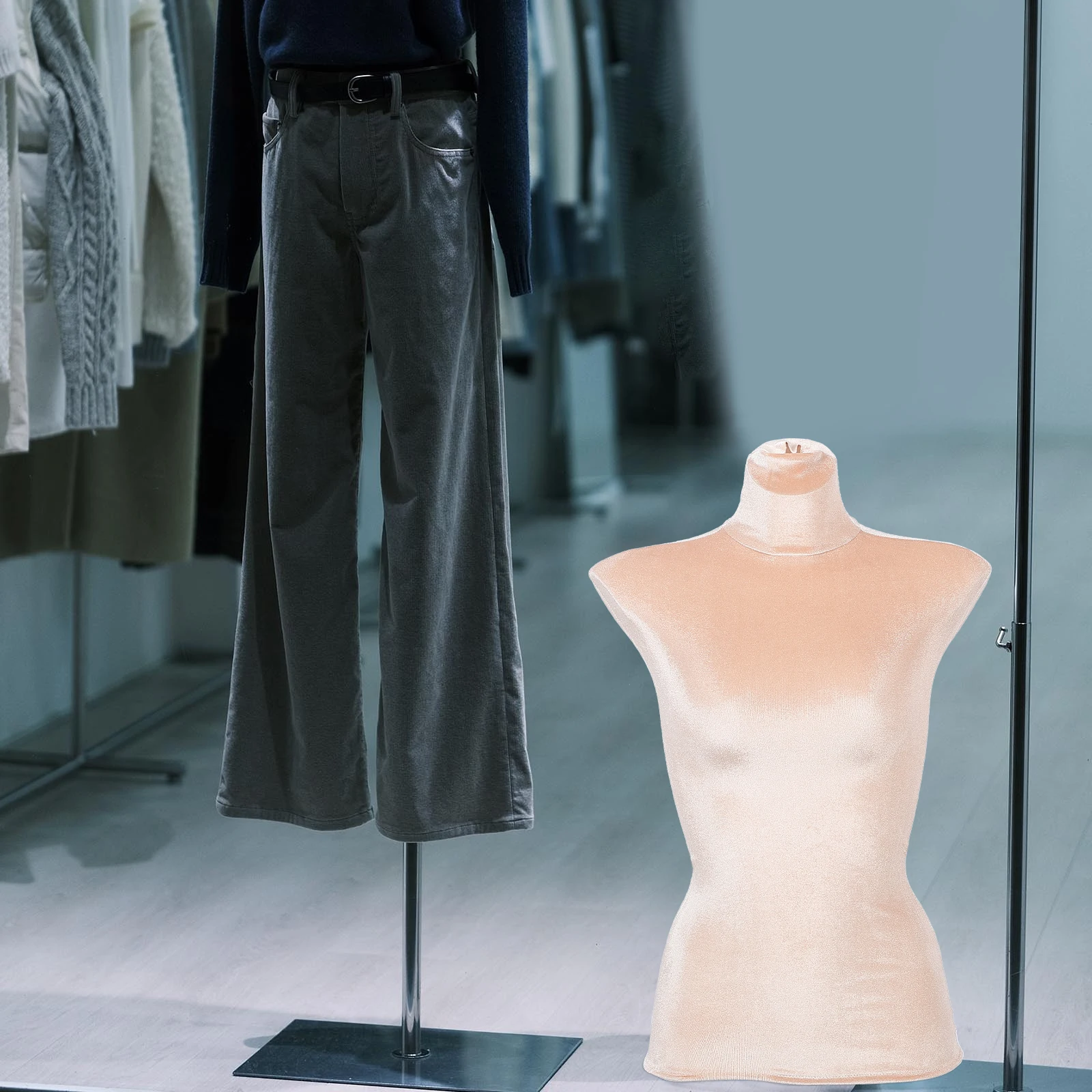 

Fake Model Replacement Women Cloth Mannequin Model Fabric Cover Prop Mannequin Cloth Cover Polyester VelourReusable