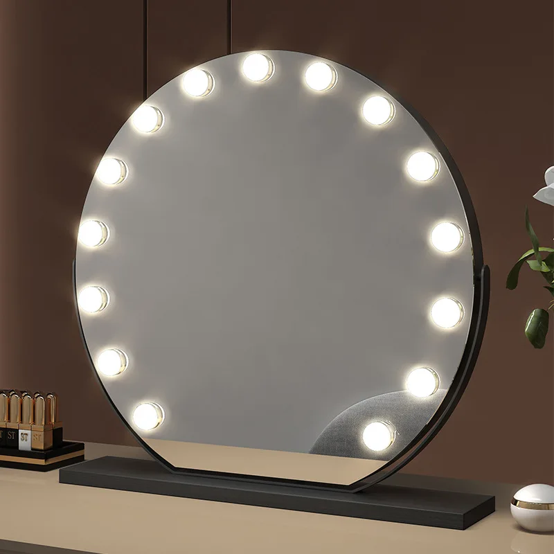 LED con specchio per il trucco a lampadina, specchio per il trucco da tavolo circolare con luce di riempimento intelligente, specchio per il trucco con luce di riempimento ad alta definizione