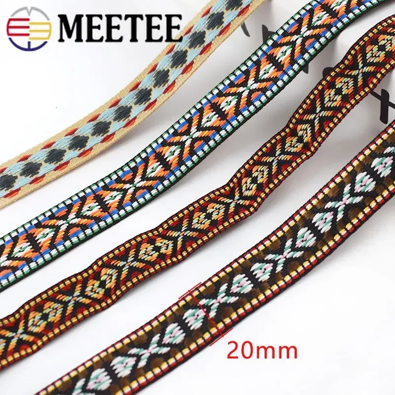 10M 20mm Polyester Jacquard Singels Riem Kant Linten Decoratieve Singels Tapes Tassen DIY Bias Binding Kleding Accessoires