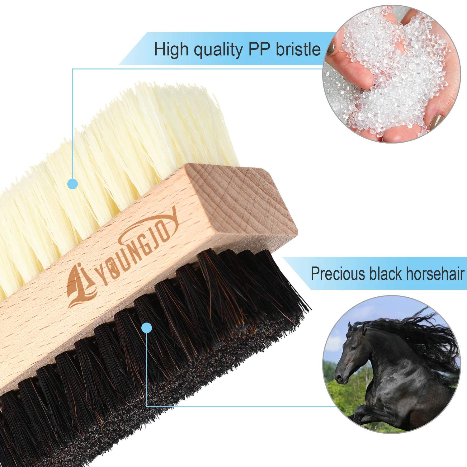 Two-sided sneakers Shoe cleaning brush set Shoe cleaning brush kit horse hair and plastic brush