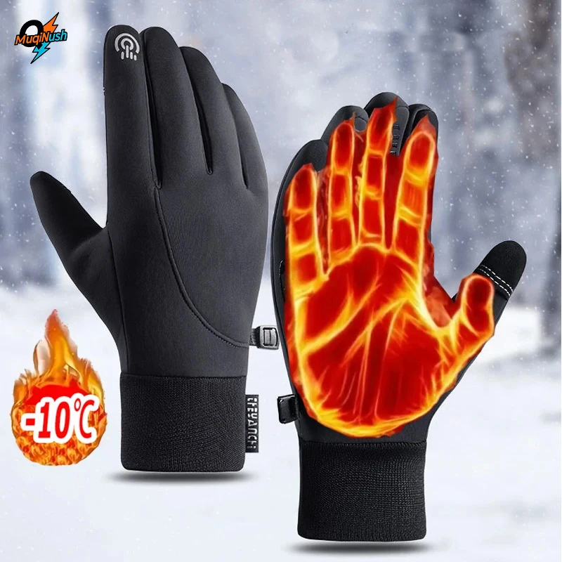MuqiNush 1 pair Winter Gloves Touchscreen Compatible Waterproof And Warm For Running Cycling Driving Hiking Skiing Outdoor Sport
