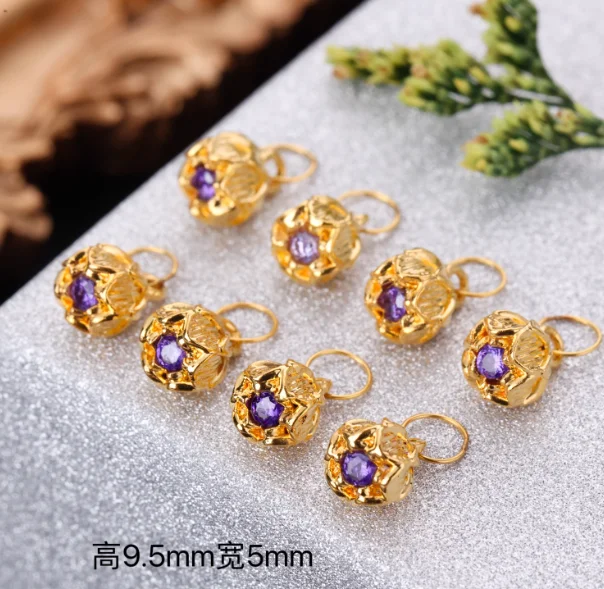 

18k real gold pendants purple gemstone pendant
