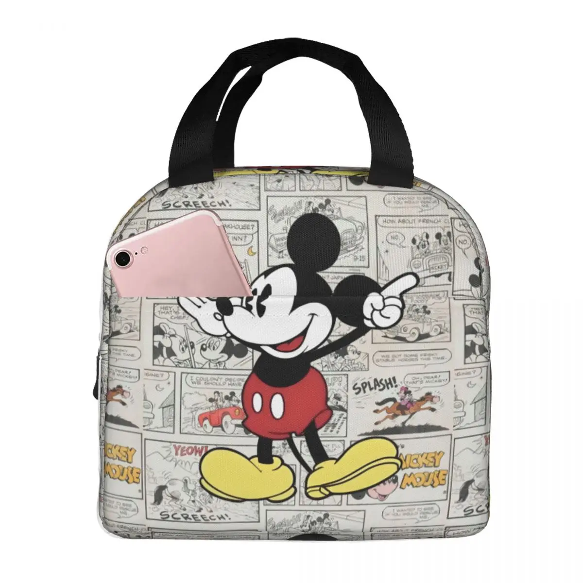 

Индивидуальная термосумка-тоут с изображением Минни Маус и Микки Маус для женщин, многоразовая, для ланчей, бенто-боксов, для активного отдыха и кемпинга