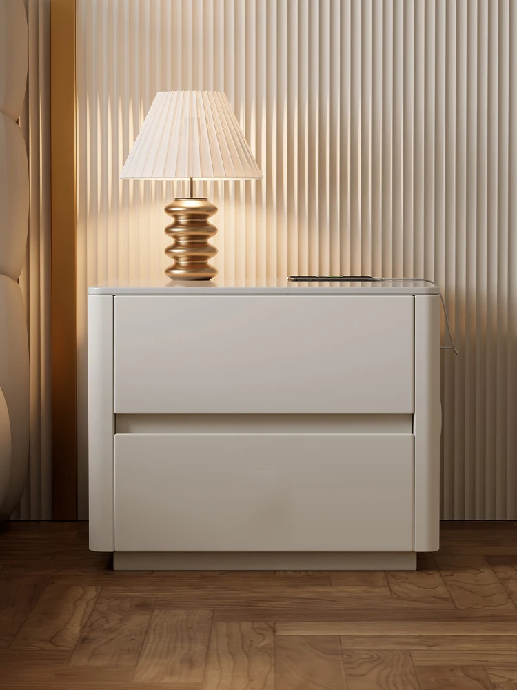 

Bedside table 2025 new light luxury high-end sense simple modern bedroom cabinet small all-solid wood cream wind