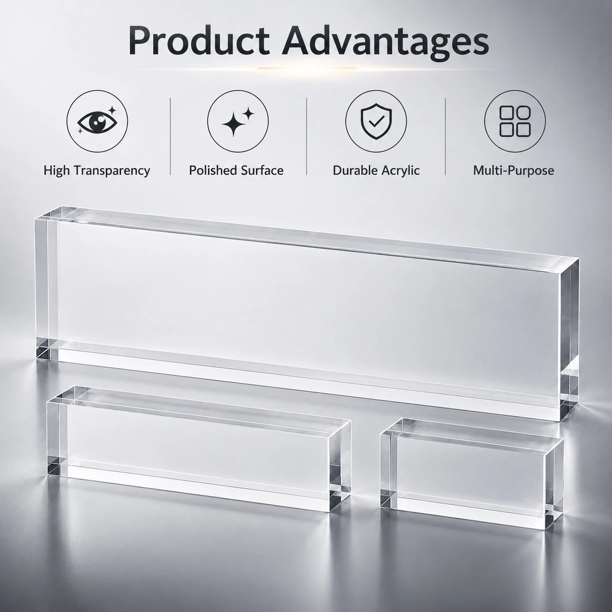 1-10Pcs 300mm Clear Acrylic Flat Bar,Transparents Display Block Cube for Name Plate,Wedding Props,Photography&Scrapbooking Craft