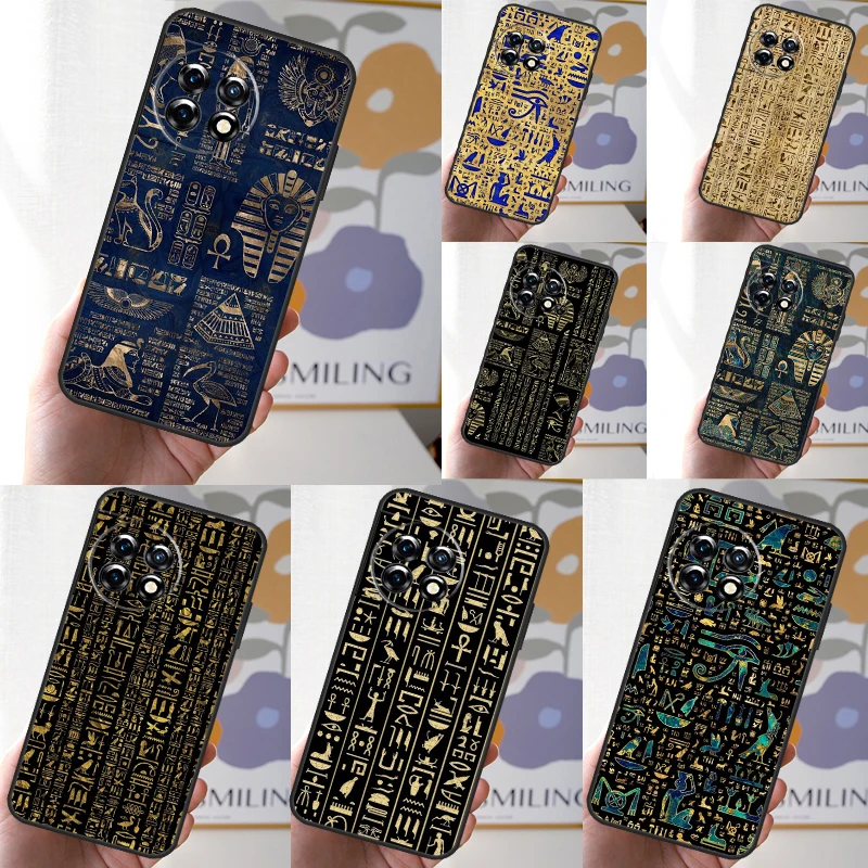 Ancient Egyptian Hieroglyphic Case For OnePlus 10T 8T 9R 10R 12R 8 9 10 Pro 11 12 OnePlus Nord 3 CE 2 Lite N10 N20 Cover