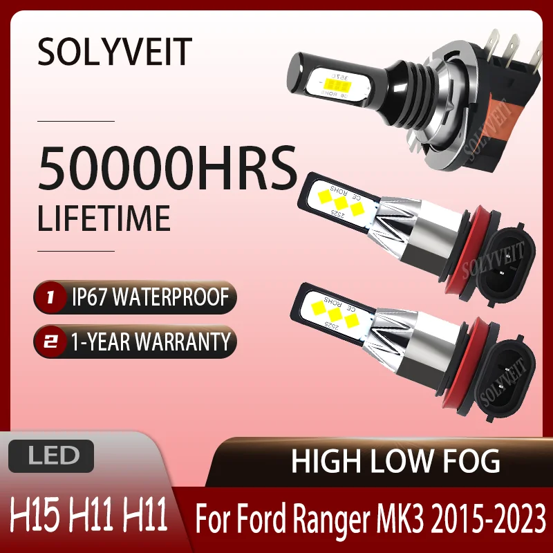 

Quick Installation H15 H11 H11 HIGH LOW FOG LED Headlights DRL For Ford Ranger MK3 2015 2016 2017 2018 2019 2020 2021 2022 2023