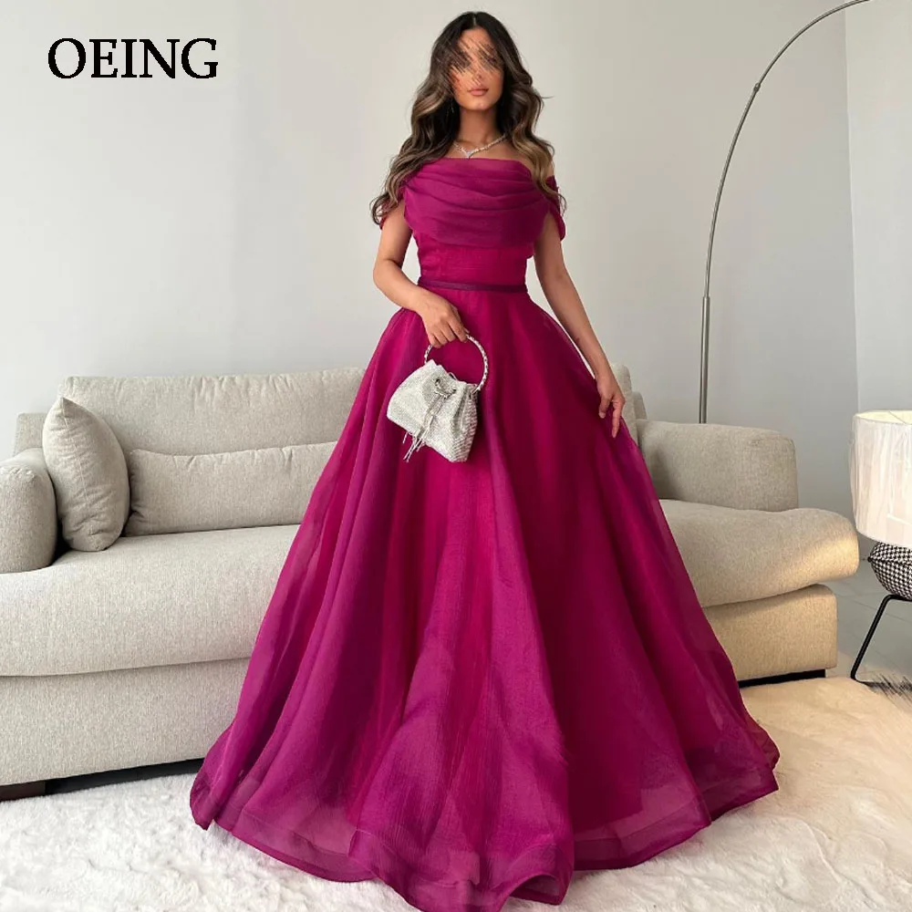 OEING-Vestidos De Noche elegantes sin tirantes Pitaya, Vestidos De Noche plisados escalonados, vestido Formal largo hasta el suelo, Vestidos De