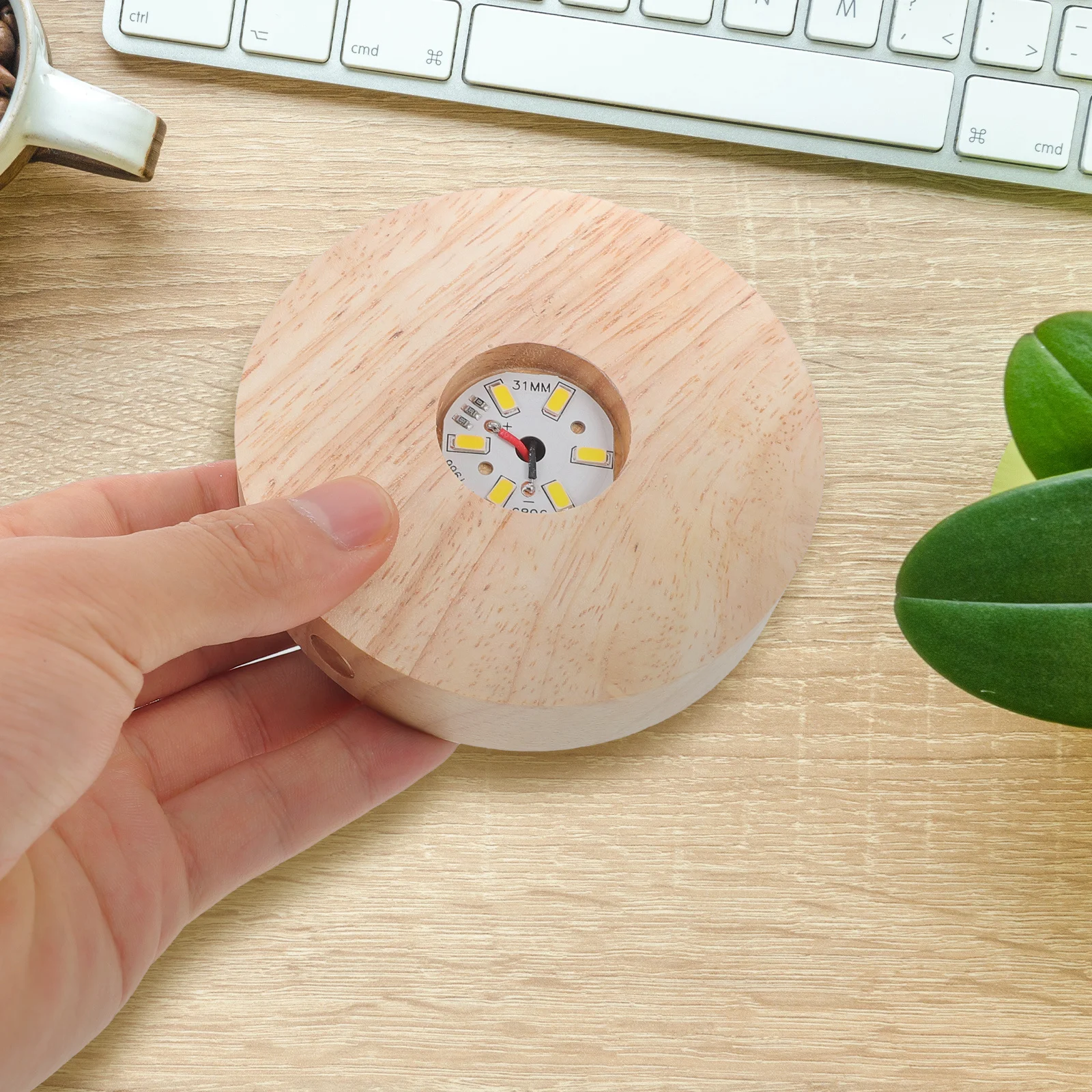 

1 Set Crystal Sphere Wooden Stand Led Light Base Usb Powered Illuminated Display For Jewelry Resin Art Glass Crystal Ball Holder