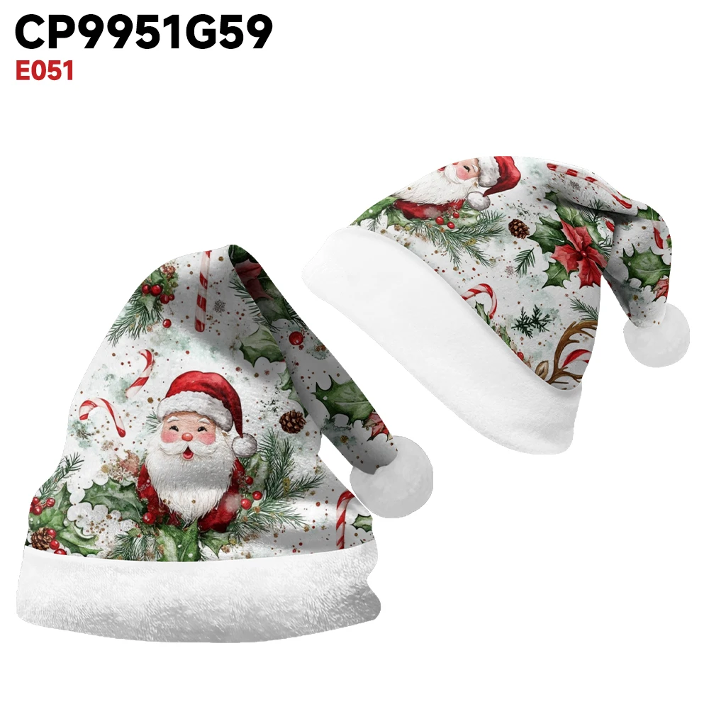 Christmas Hat Cute Santa Claus Printed Winter Christmas Hat with Velvet Warmth Fashion Party