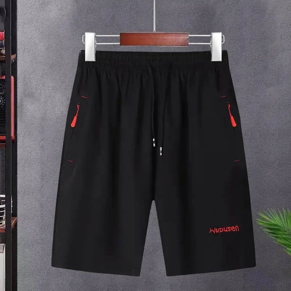 Men Summer Casual Shorts Elastic Waist Drawstrings Wide Leg Running Fitness Beach Short Pants